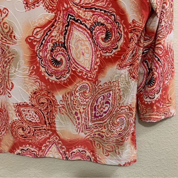 JM COLLECTION Top Women’s MP Pink white Scoop Neck 3/4 Sleeve Polyester Spandex. - Picture 4 of 10